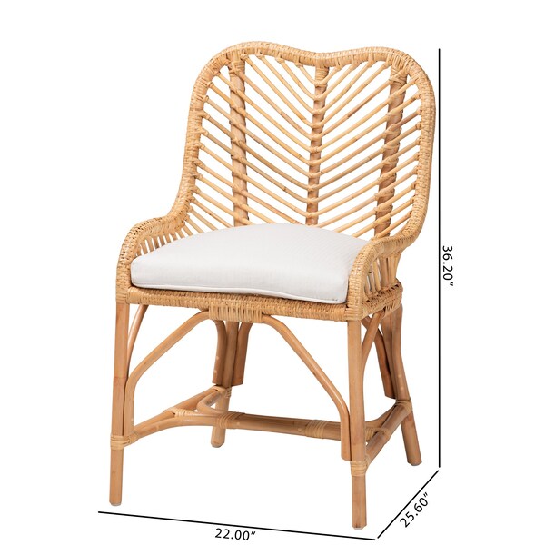 Arween Modern Bohemian Natural Brown Rattan Dining Chair